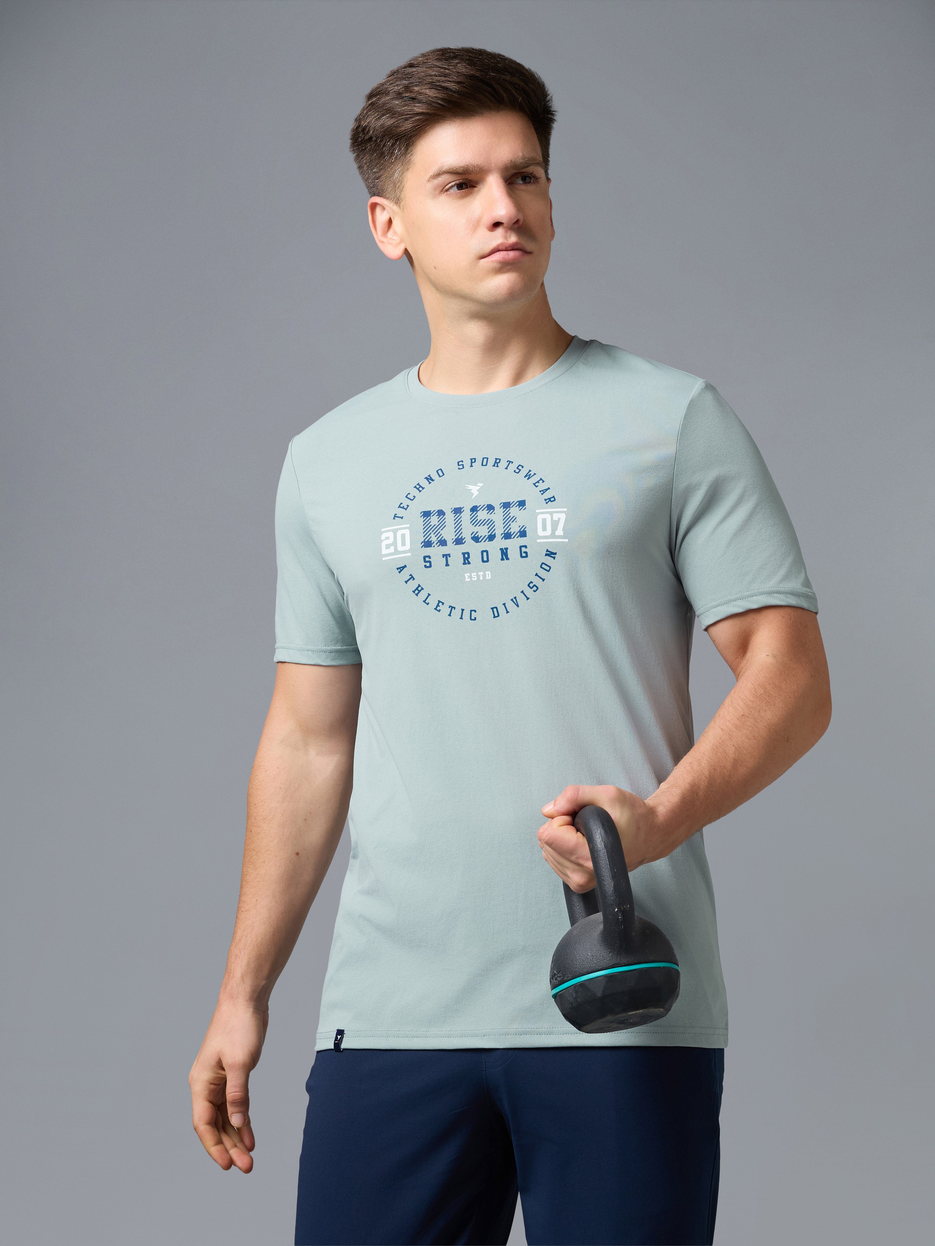 Men Printed Slim Fit Round Neck T-shirt with COTFLEX