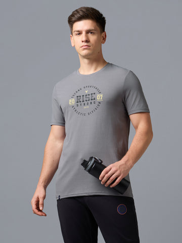 Men Printed Slim Fit Round Neck T-shirt with COTFLEX