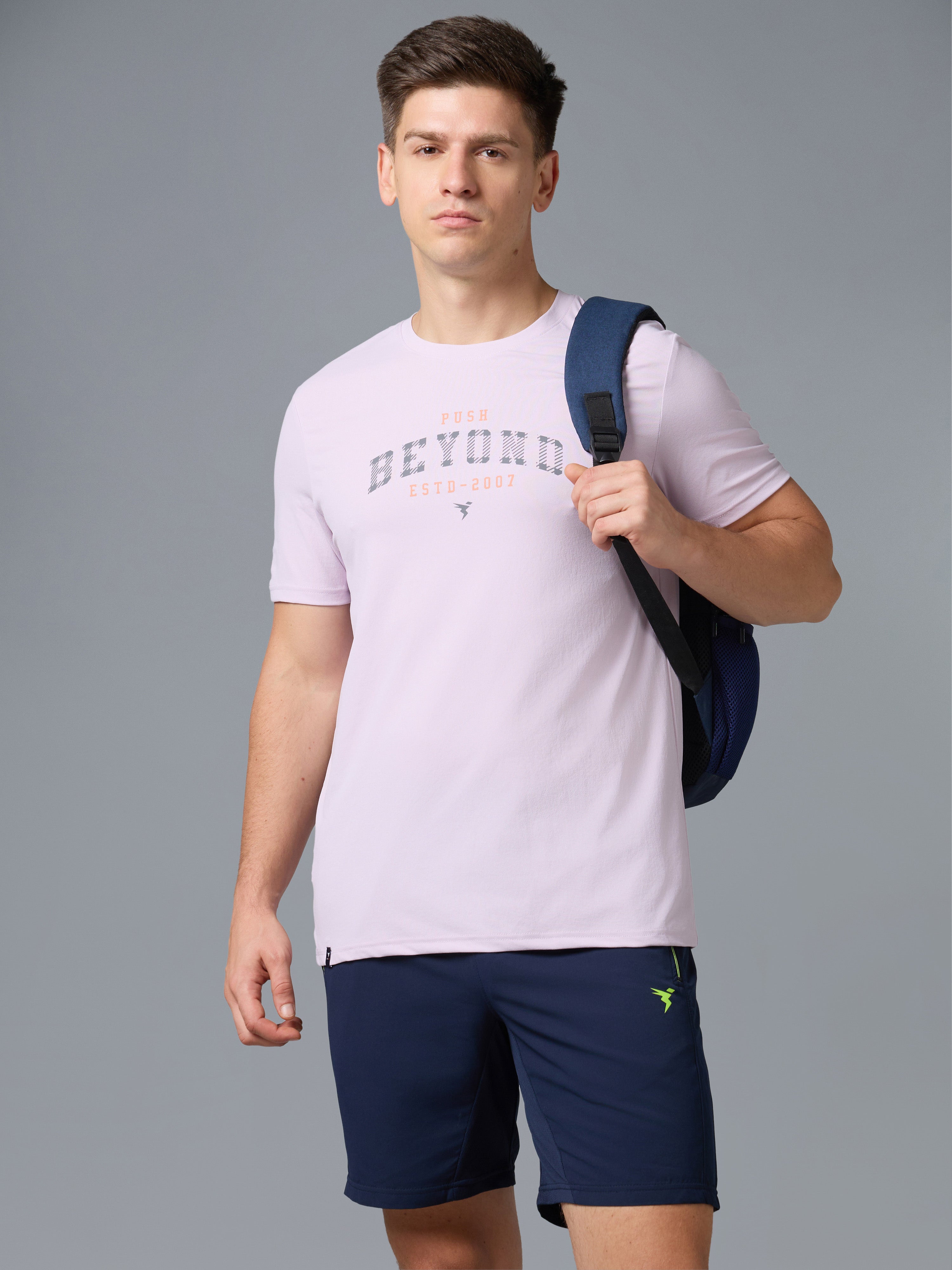 Men Printed Slim Fit Round Neck T-shirt with COTFLEX