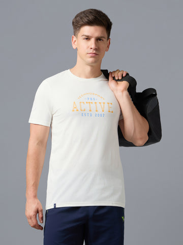 Men Printed Slim Fit Round Neck T-shirt with COTFLEX