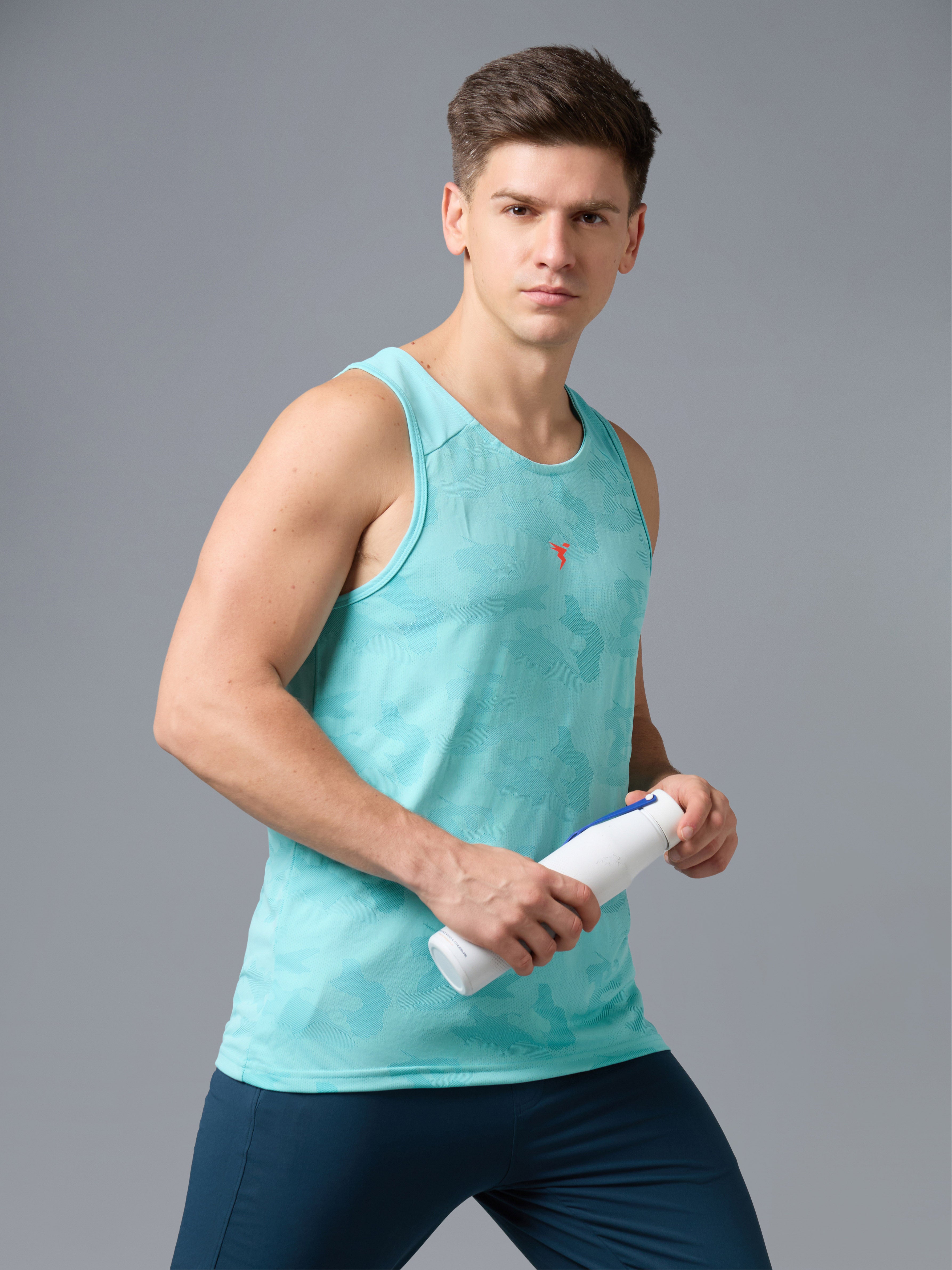 Men Colorblock Slim Fit Crew Neck Innerwear Vest with VENTMESH