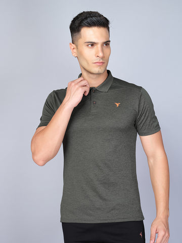 Men Melange Slim Fit Polo T-shirt with DOUBLE COOL