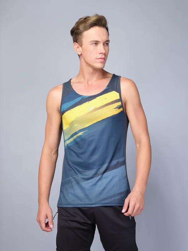 Men Printed Slim Fit Scoop Neck Innerwear Vest with TECHNO COOL