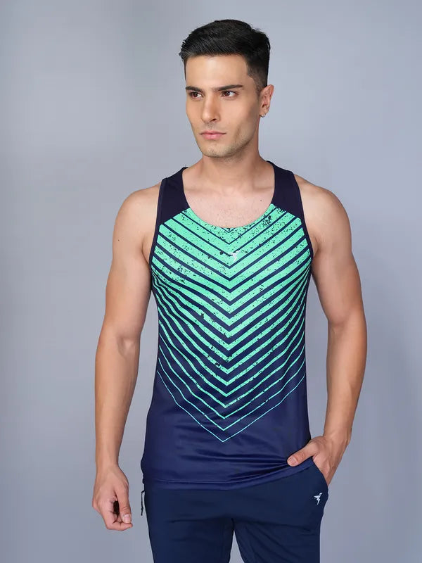Men Printed Slim Fit Scoop Neck Innerwear Vest with TECHNO COOL