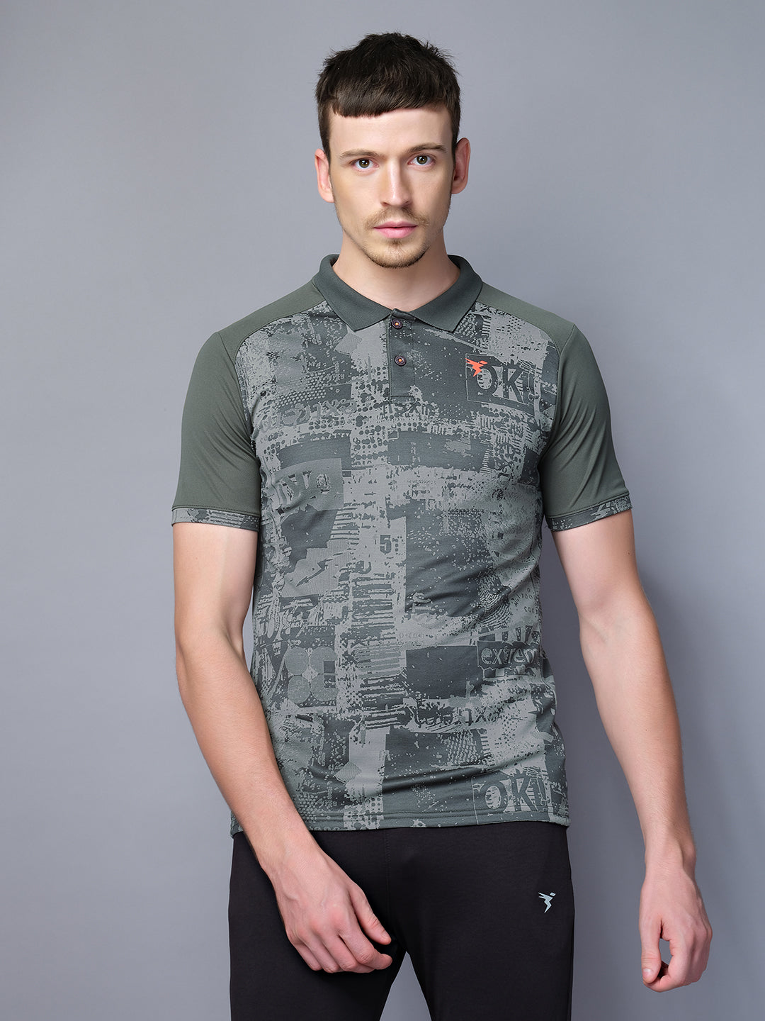 Men Printed Slim Fit Polo T-shirt with DOUBLE COOL