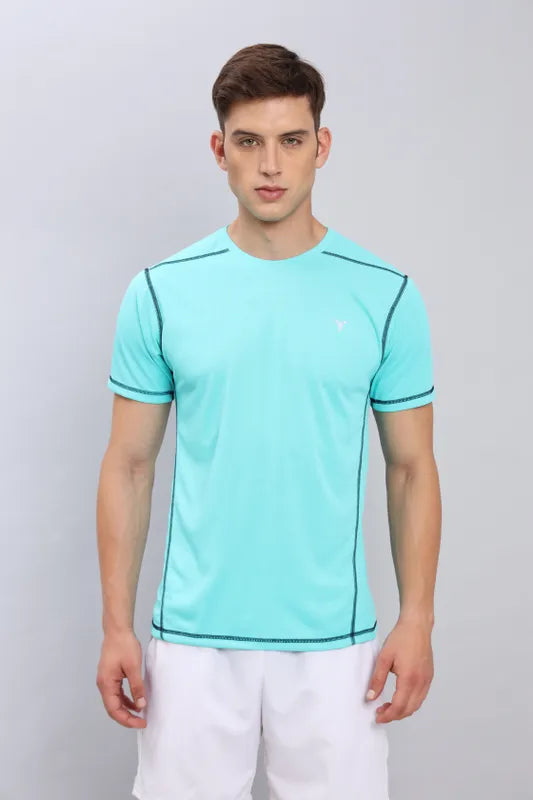 Men Solid Slim Fit Crew Neck T-shirt with TECHNO COOL+
