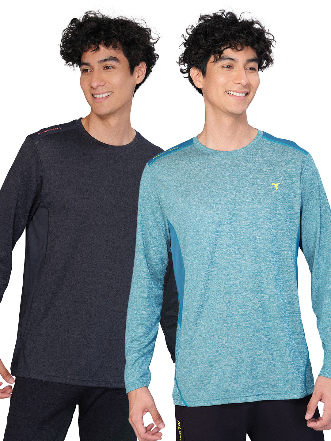 Men Melange Slim Fit Crew Neck T-shirt with DOUBLE COOL (Pack of 2)