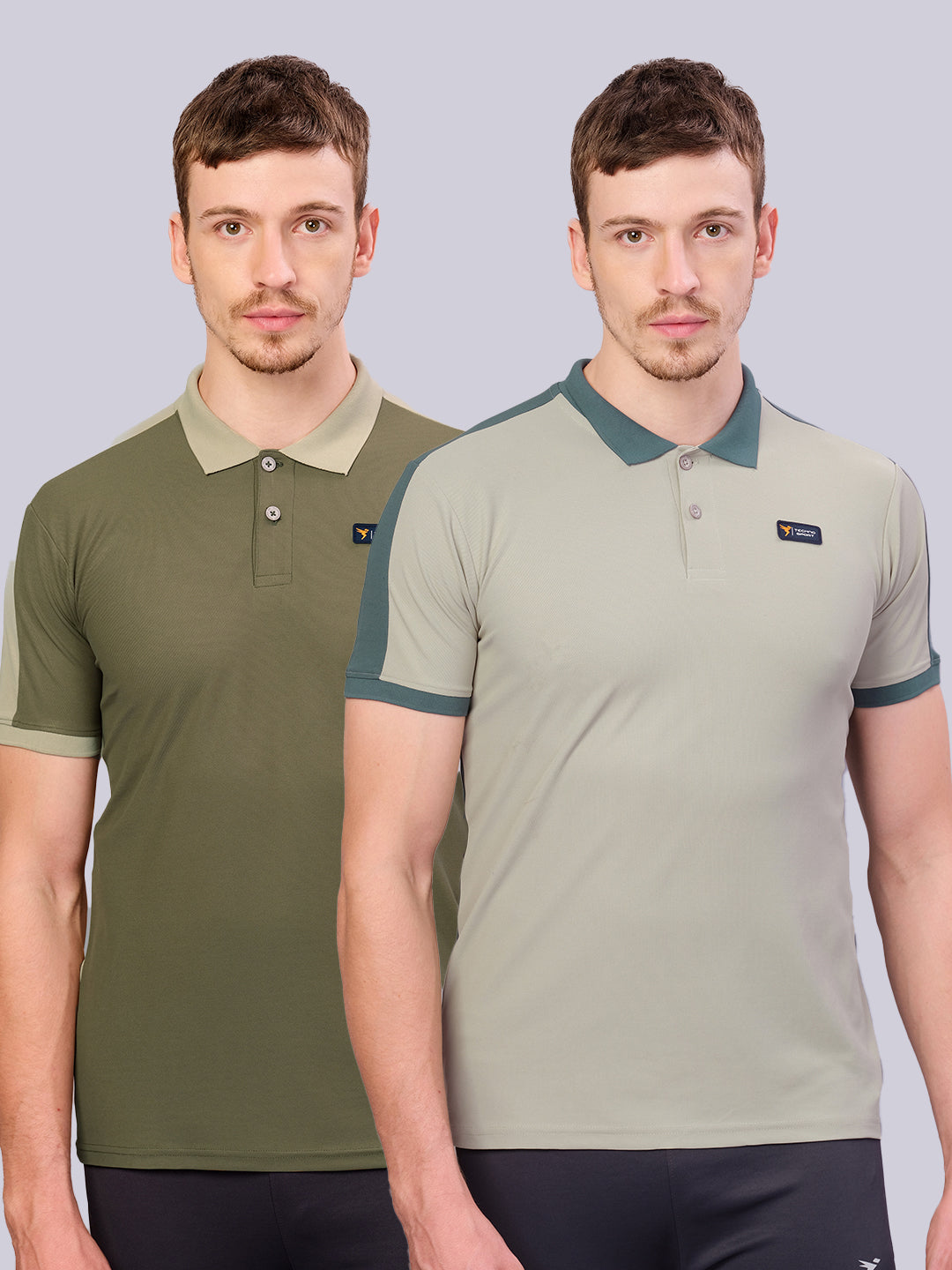Men Colorblock Slim Fit Polo T-shirt with MATPIQ (Pack of 2)
