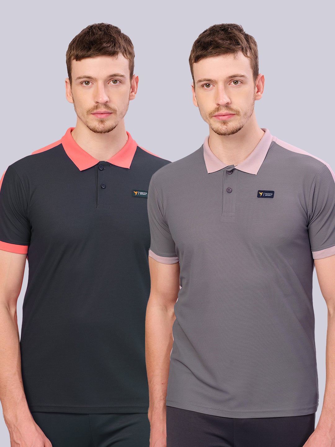 Men Colorblock Slim Fit Polo T-shirt with MATPIQ (Pack of 2)
