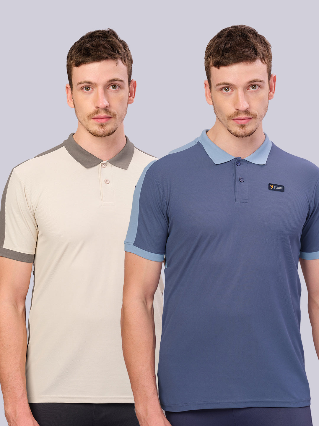 Men Colorblock Slim Fit Polo T-shirt with MATPIQ (Pack of 2)