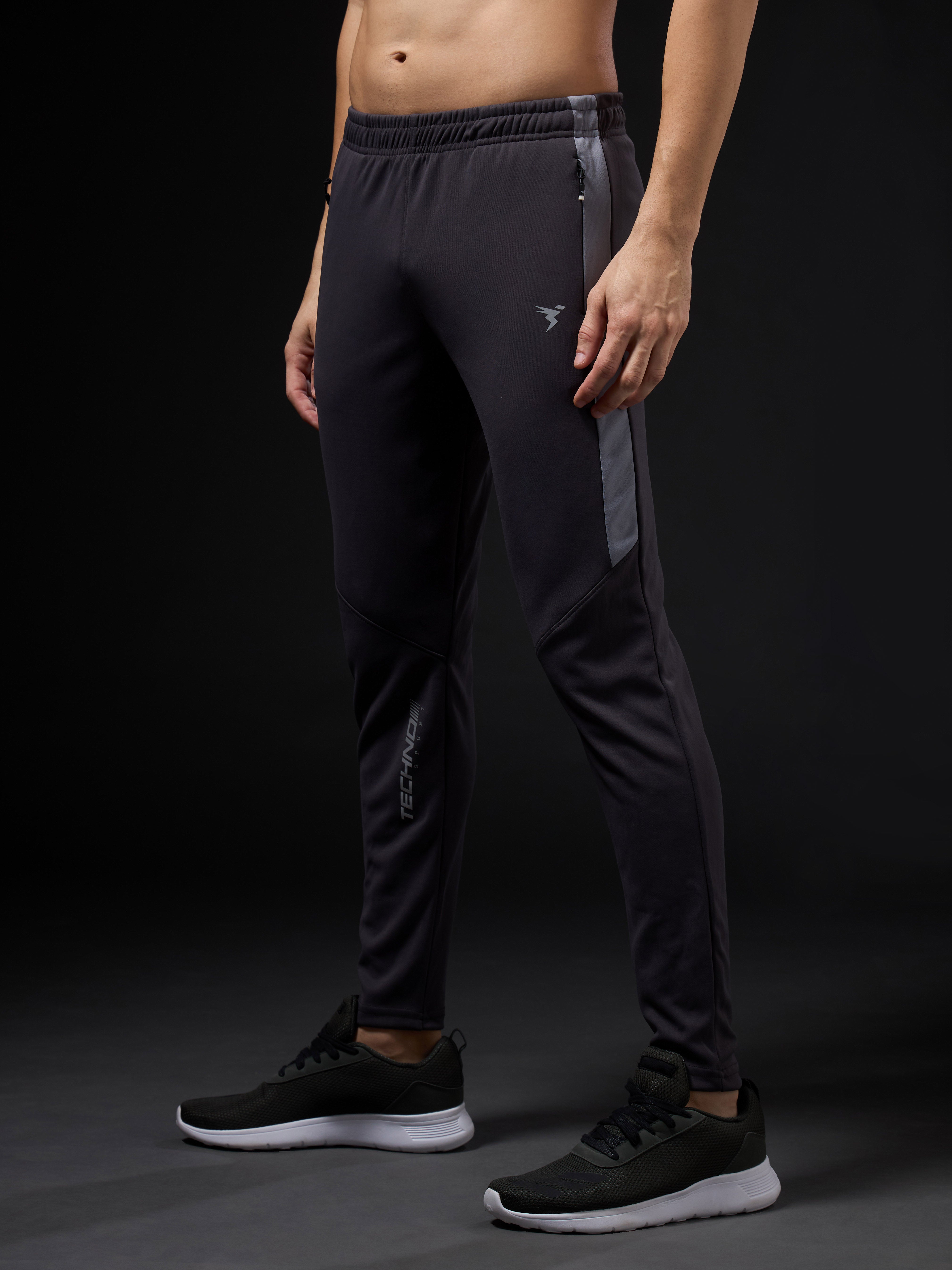 Men Solid Slim Fit Trackpants with TECHNO DRY