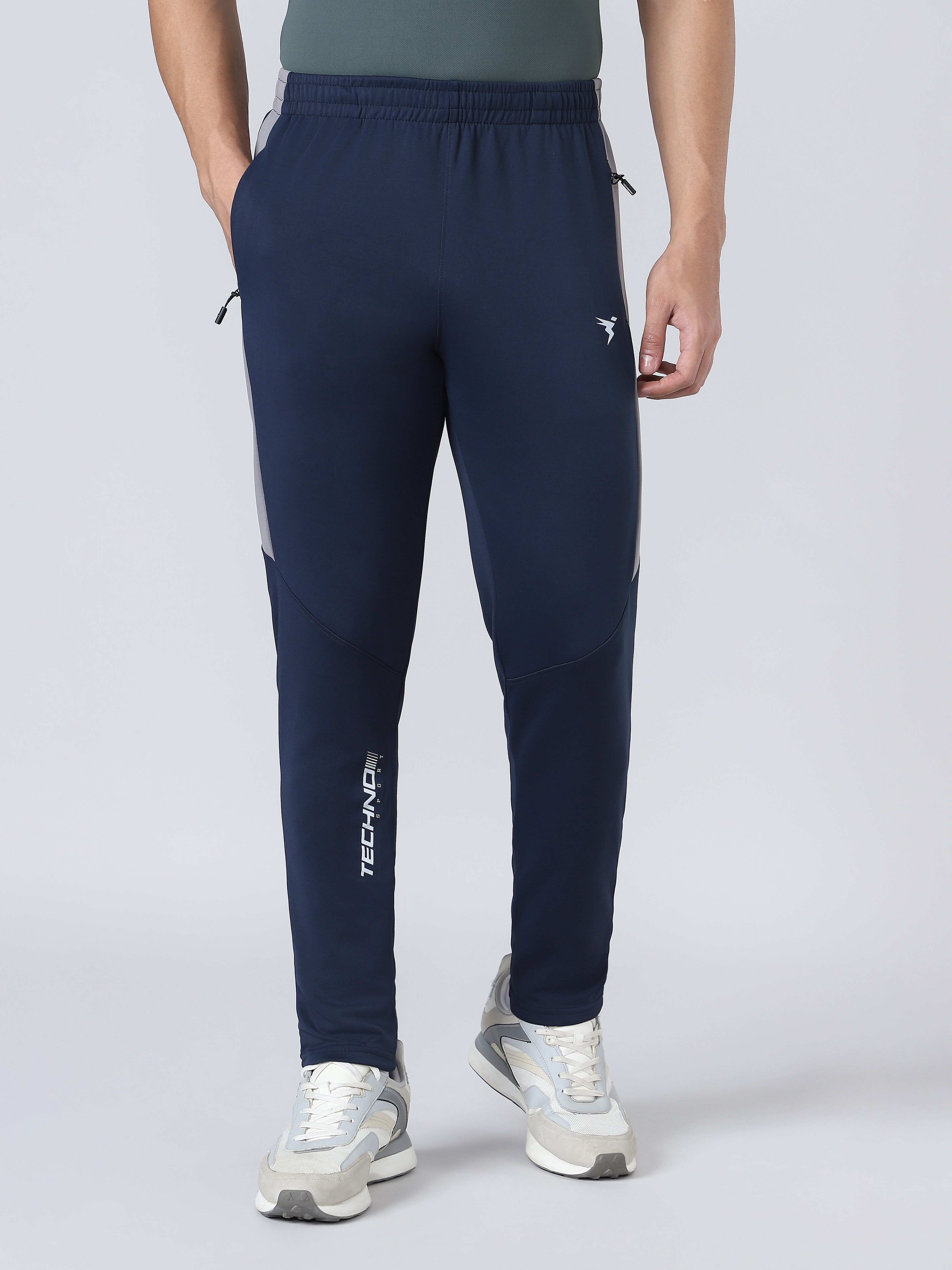 Men Solid Slim Fit Trackpants with TECHNO DRY