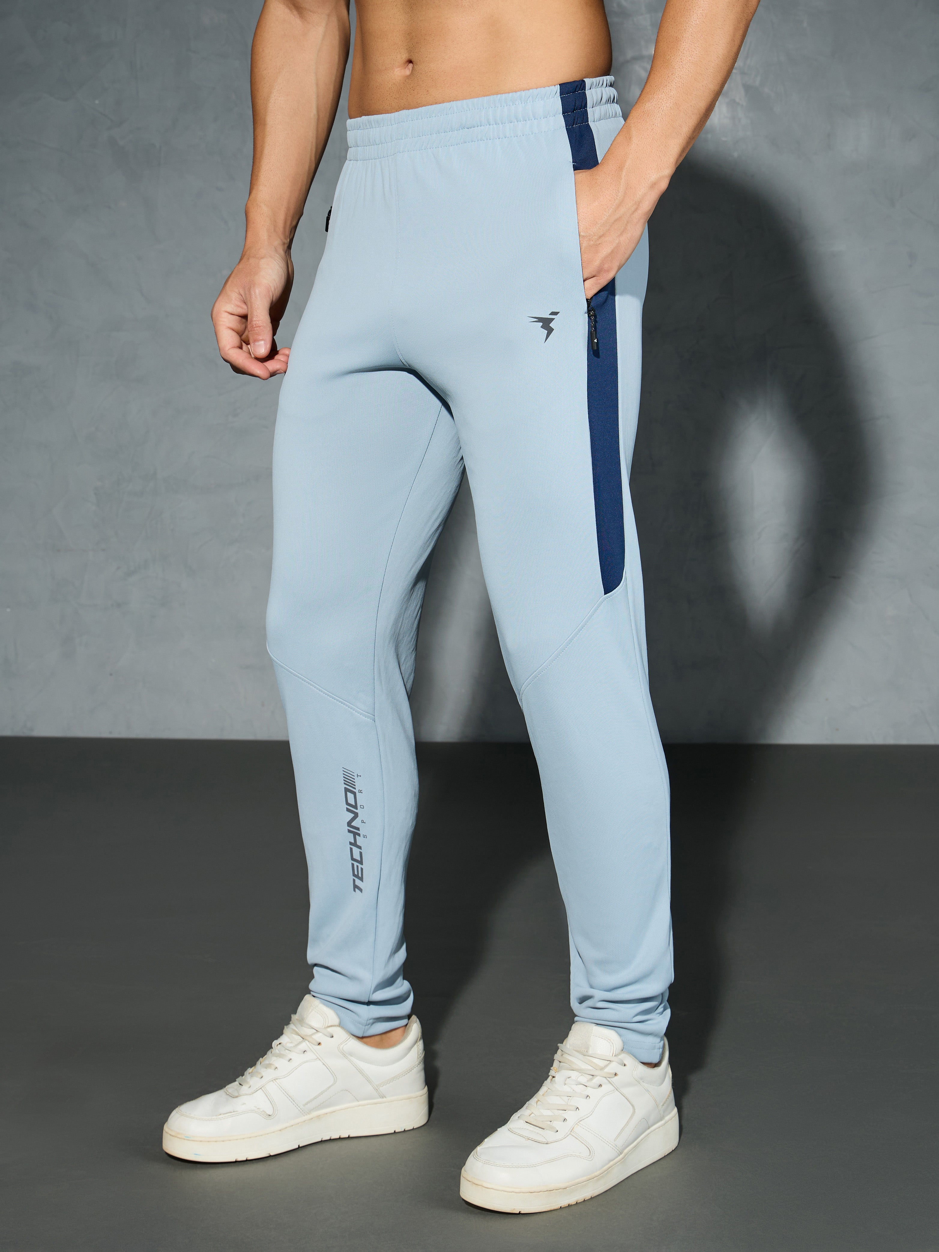 Men Solid Slim Fit Trackpants with TECHNO DRY