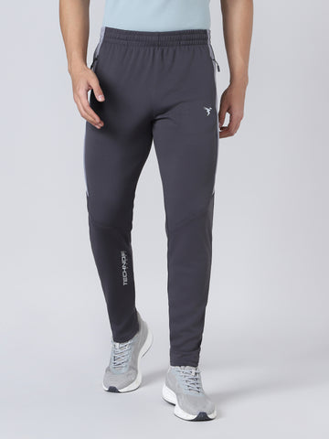Men Solid Slim Fit Trackpants with TECHNO DRY