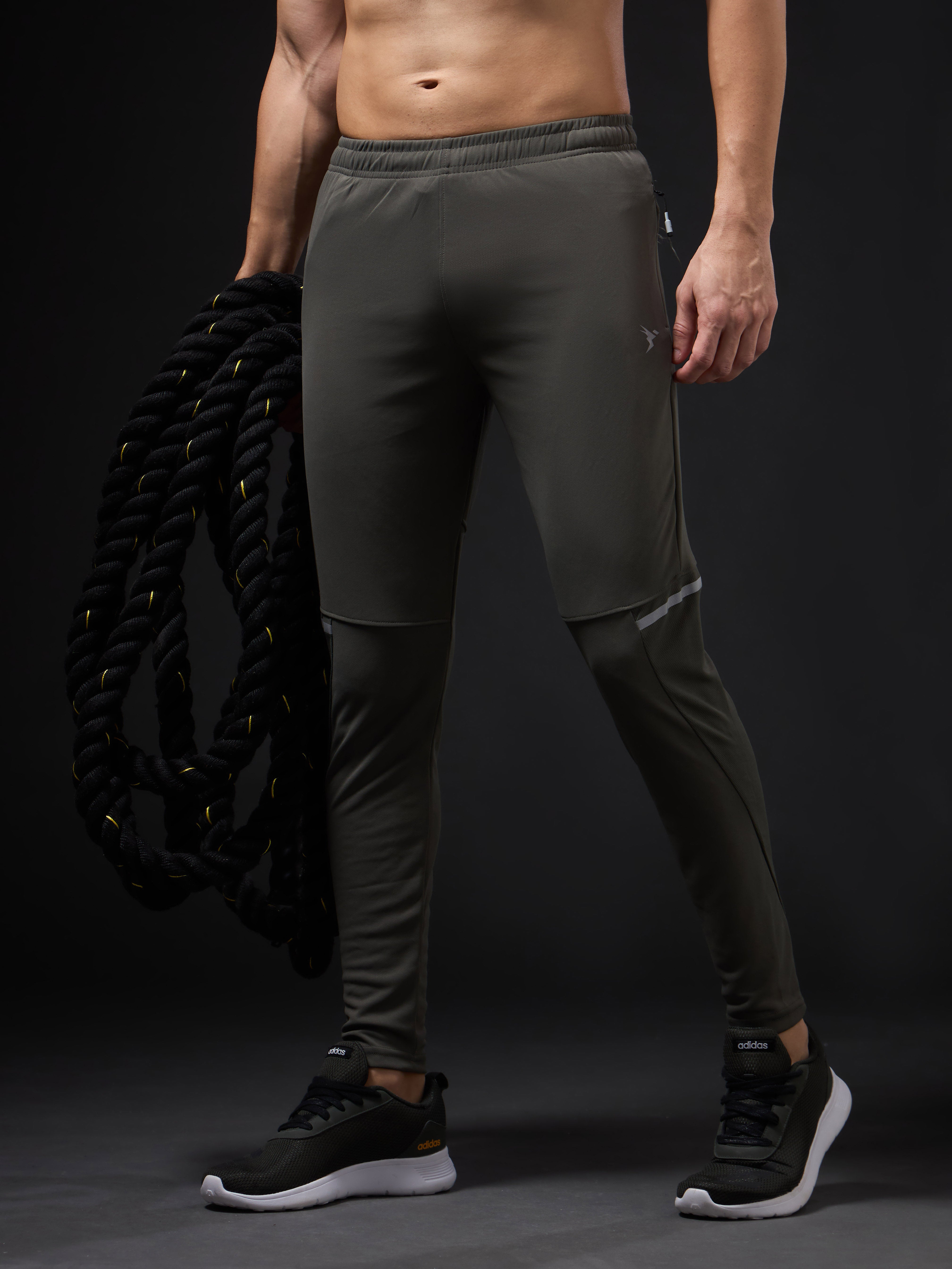 Men Solid Slim Fit Trackpants with TECHNO DRY