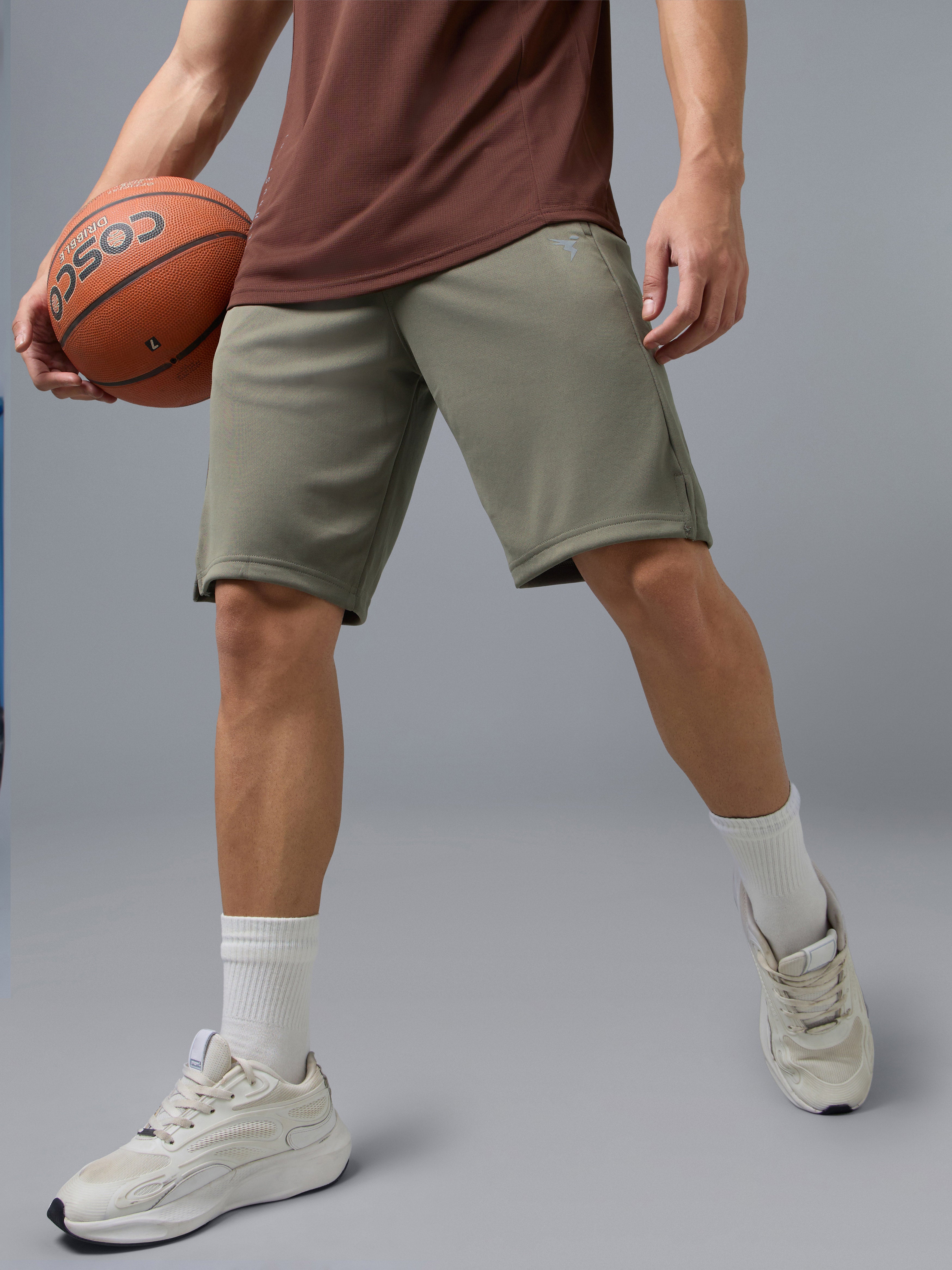 Men Solid Slim Fit Shorts with TECHNO DRY