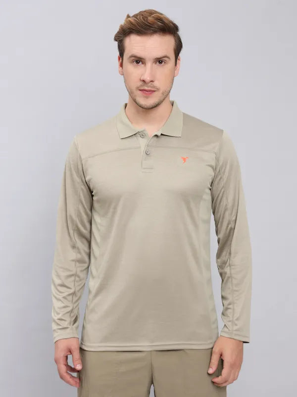 Men Melange Slim Fit Polo T-shirt with DOUBLE COOL