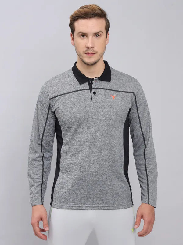 Men Melange Slim Fit Polo T-shirt with DOUBLE COOL