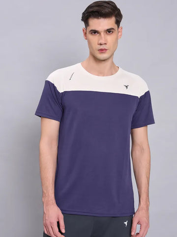 Men Colorblock Slim Fit Crew Neck T-shirt with TECHNO COOL+