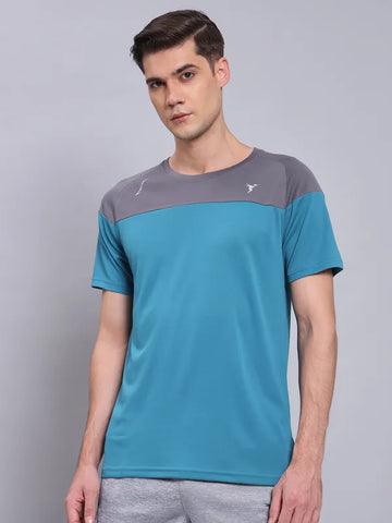 Men Colorblock Slim Fit Crew Neck T-shirt with TECHNO COOL+