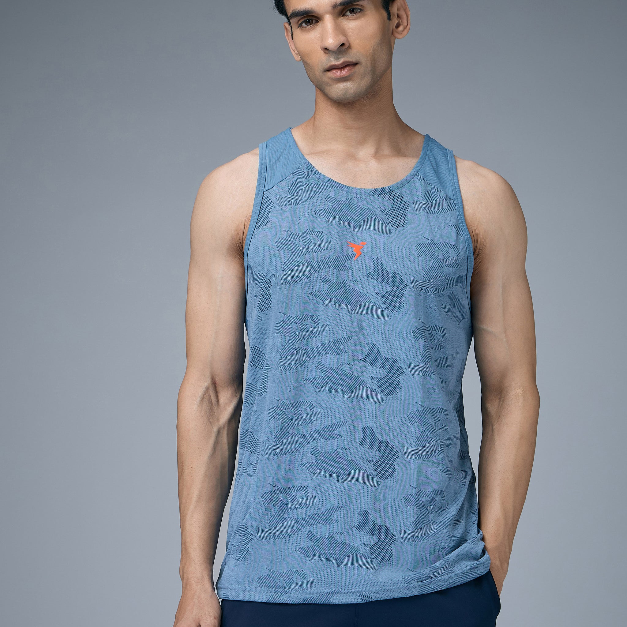 Men Colorblock Slim Fit Crew Neck Innerwear Vest with VENTMESH