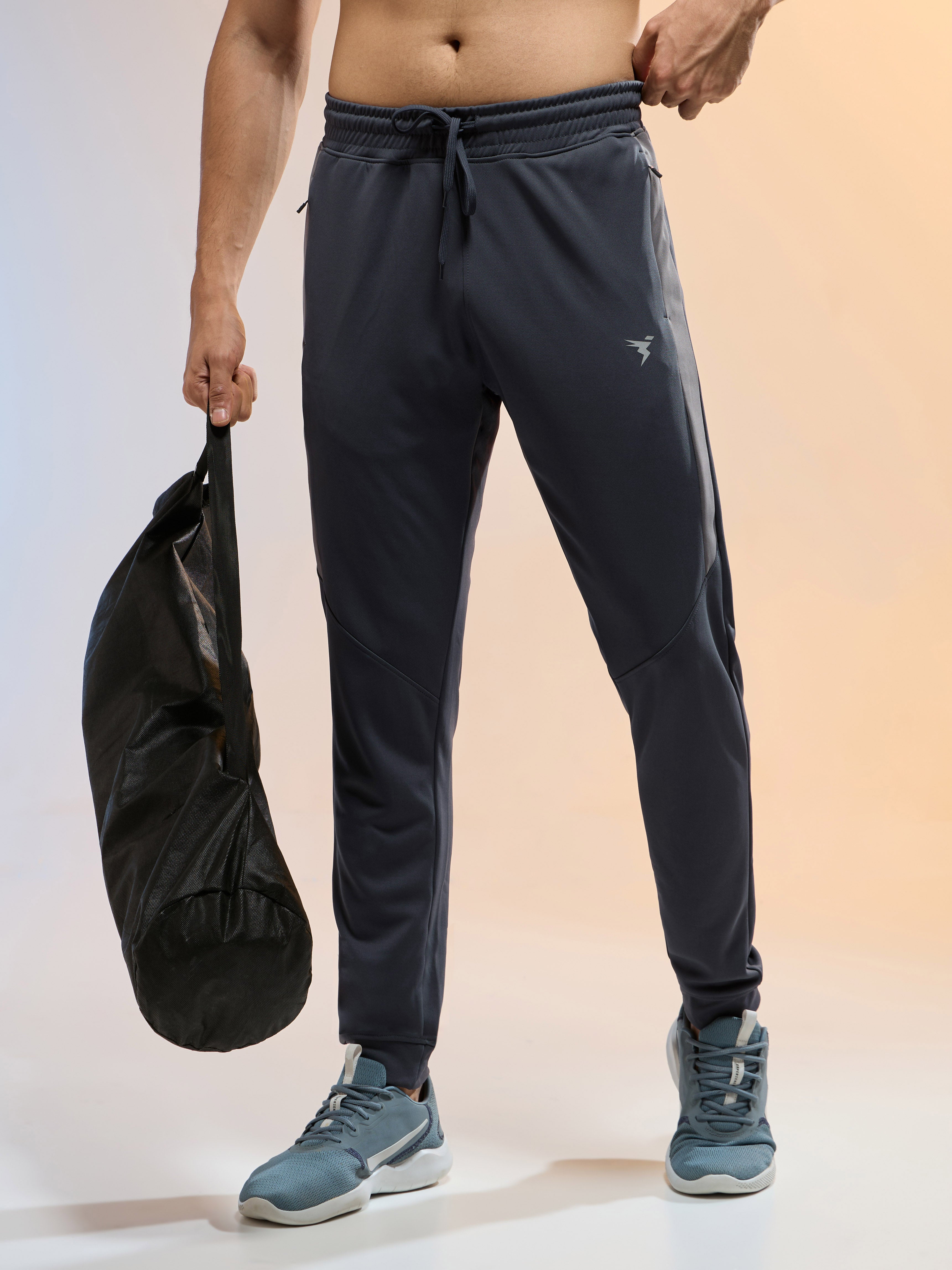 Men Melange Slim Fit Trackpants with TECHNO DRY