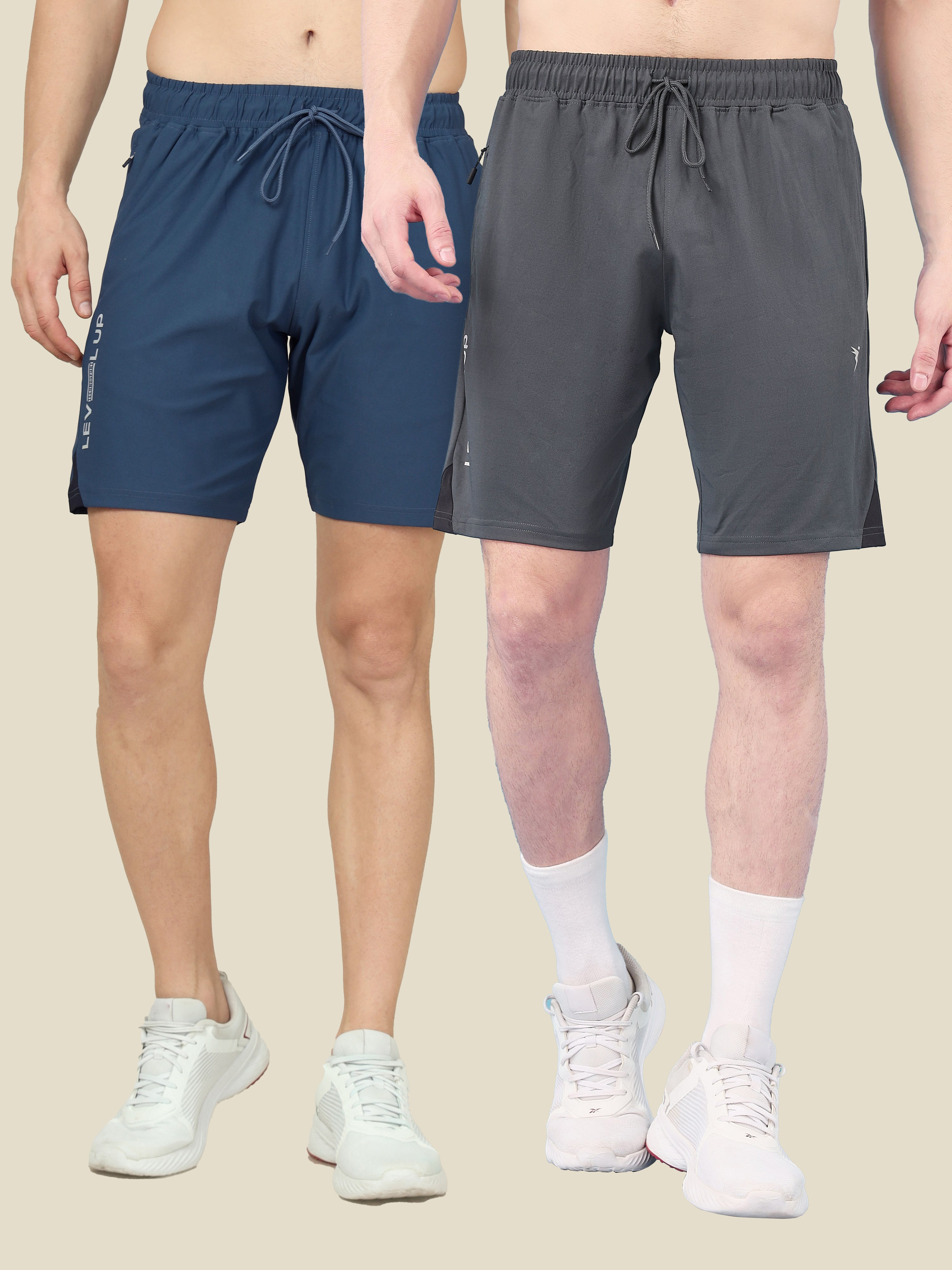 Men Solid Slim Fit Shorts with ELASTO LITE (Pack of 2)