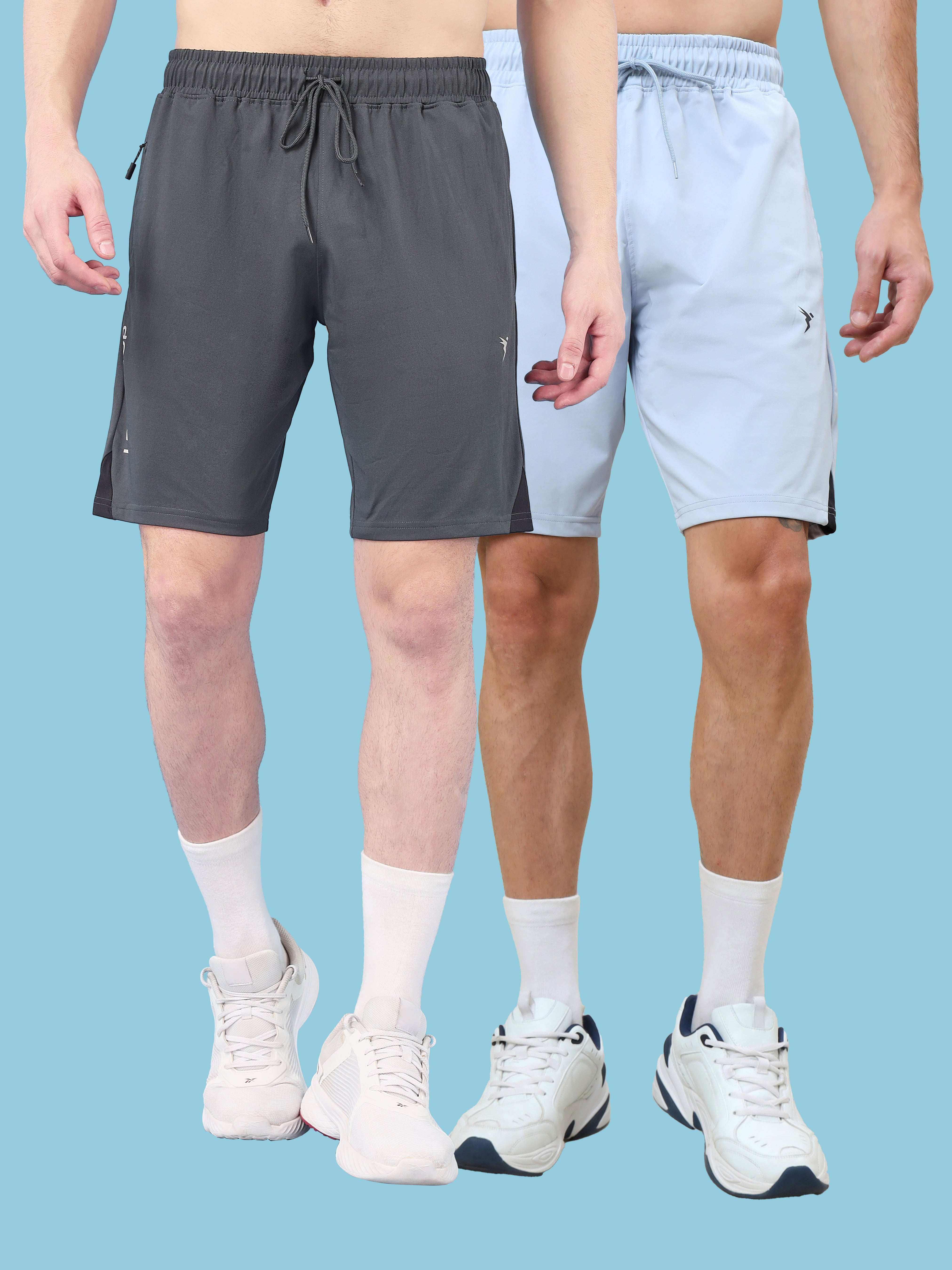 Men Solid Slim Fit Shorts with ELASTO LITE (Pack of 2)