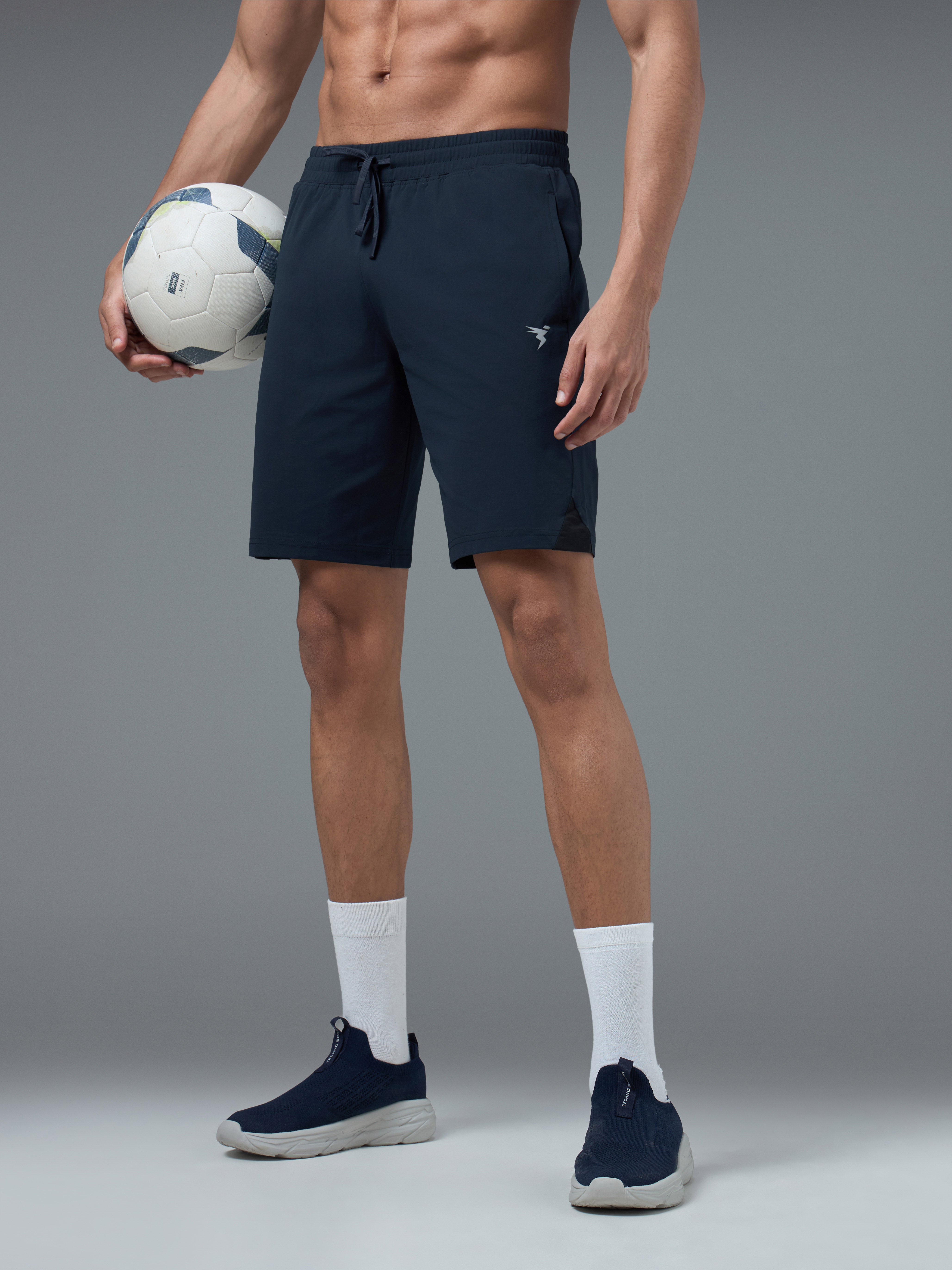 Men Solid Slim Fit Shorts with ELASTO LITE