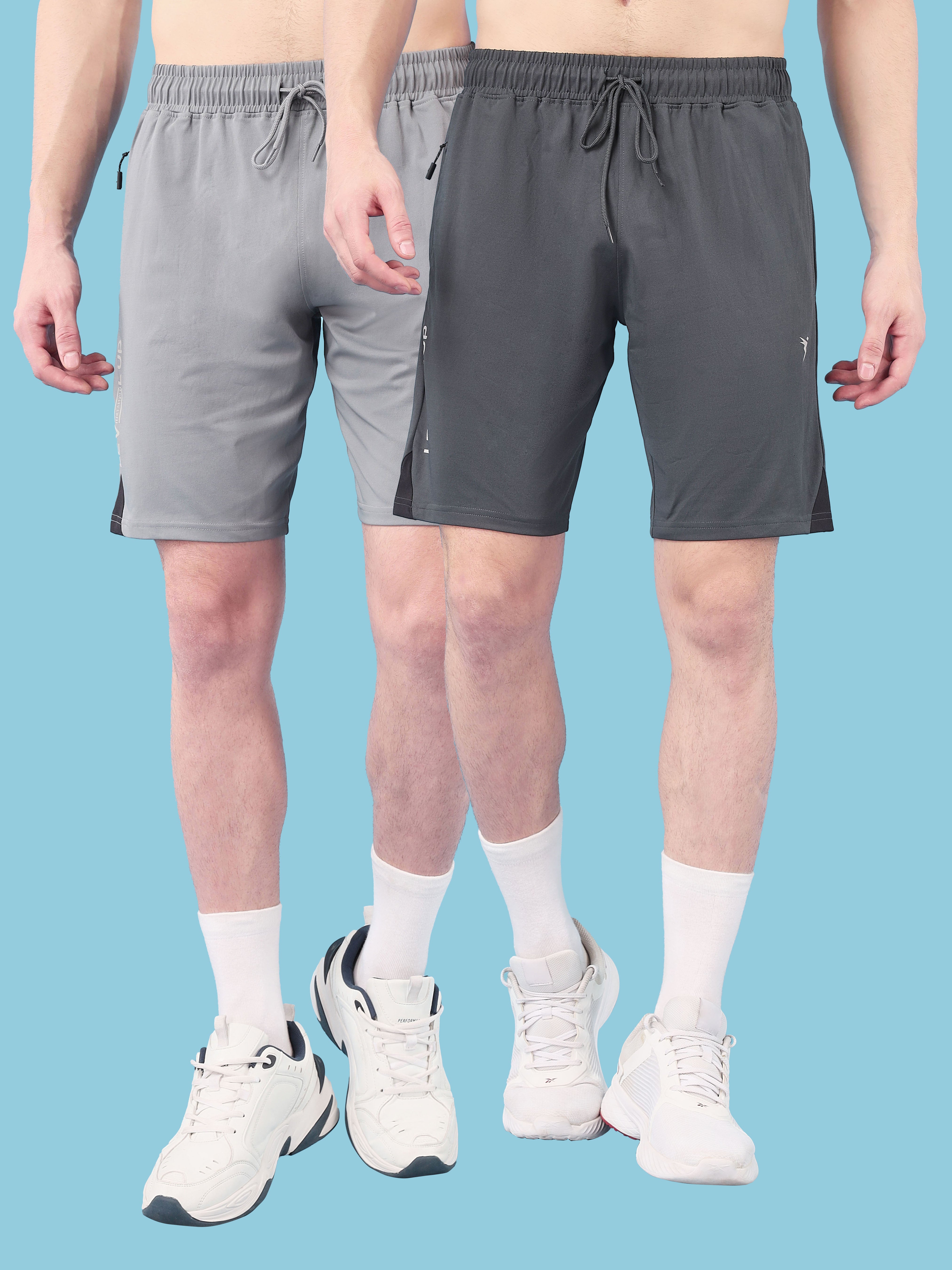 Men Solid Slim Fit Shorts with ELASTO LITE (Pack of 2)