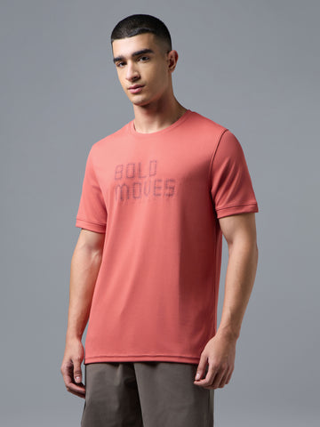 Men Printed Regular Fit Crew Neck T-shirt with TECHNO COOL+