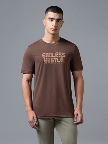 Men Printed Regular Fit Crew Neck T-shirt with TECHNO COOL+