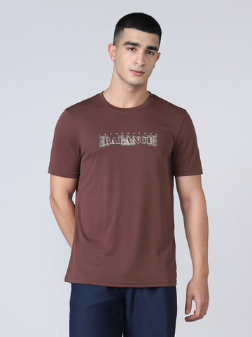 Men Printed Regular Fit Crew Neck T-shirt with TECHNO COOL+