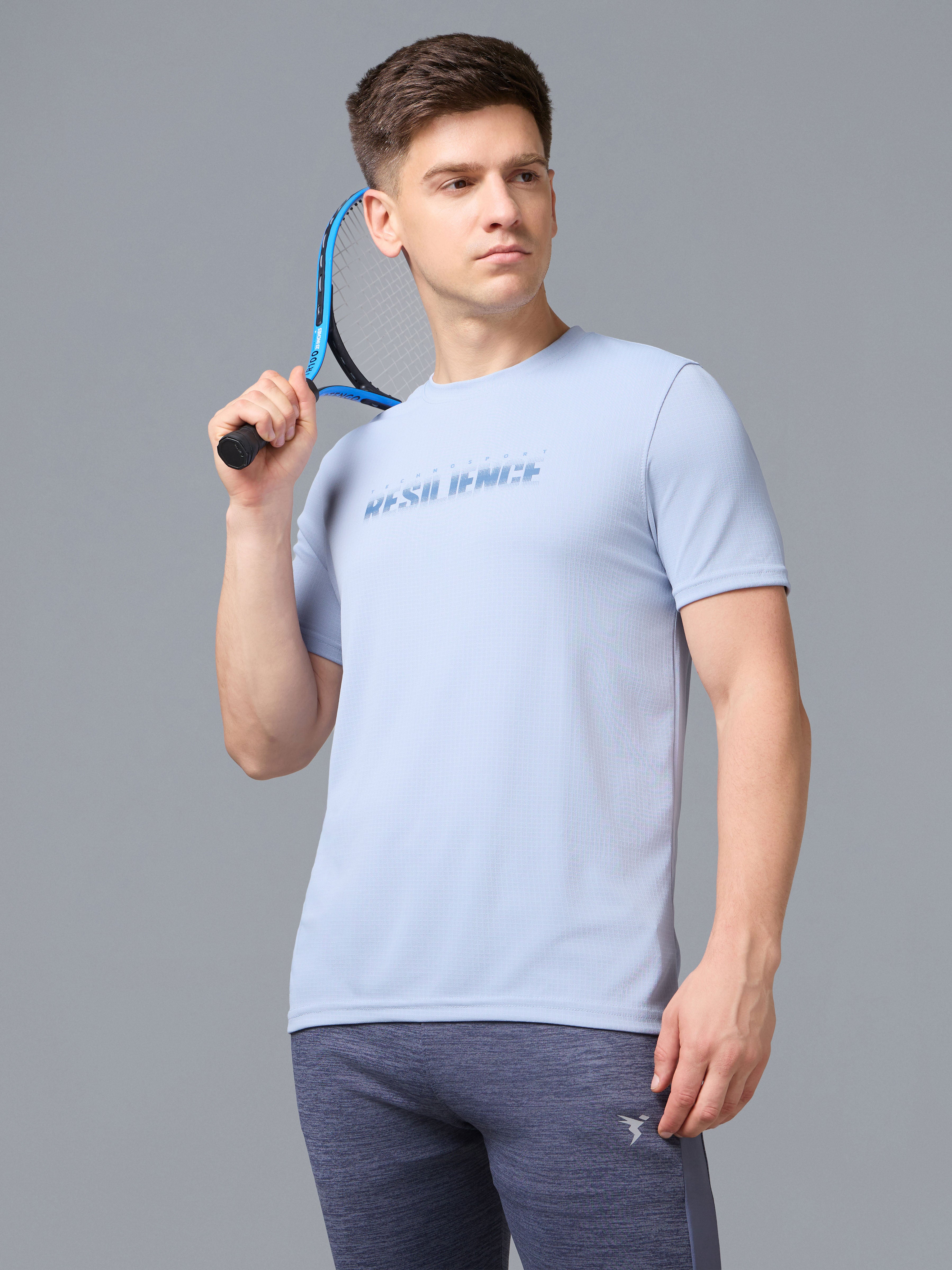 Men Printed Regular Fit Crew Neck T-shirt with TECHNO COOL+
