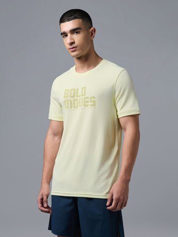 Men Printed Regular Fit Crew Neck T-shirt with TECHNO COOL+