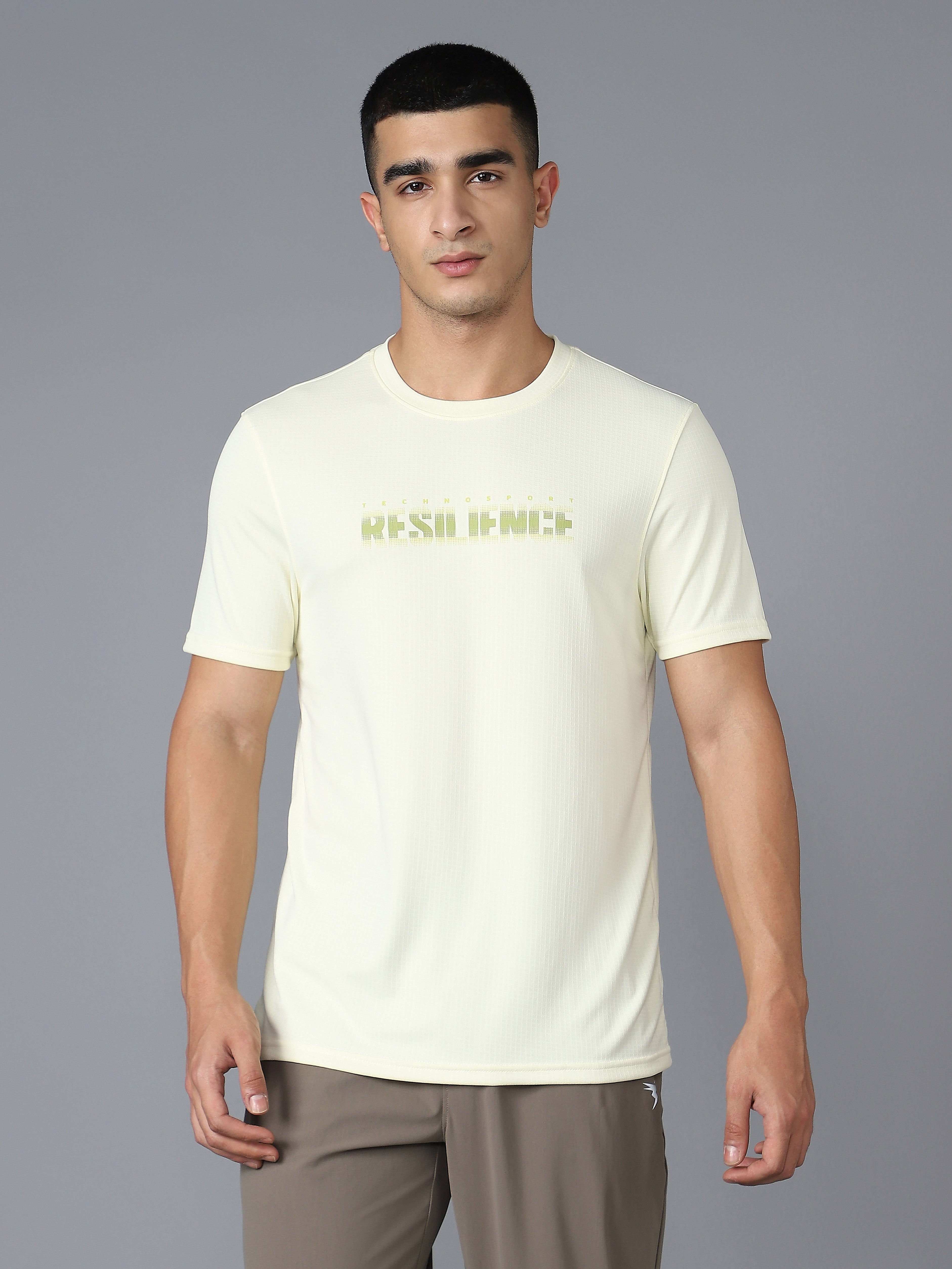 Men Printed Regular Fit Crew Neck T-shirt with TECHNO COOL+