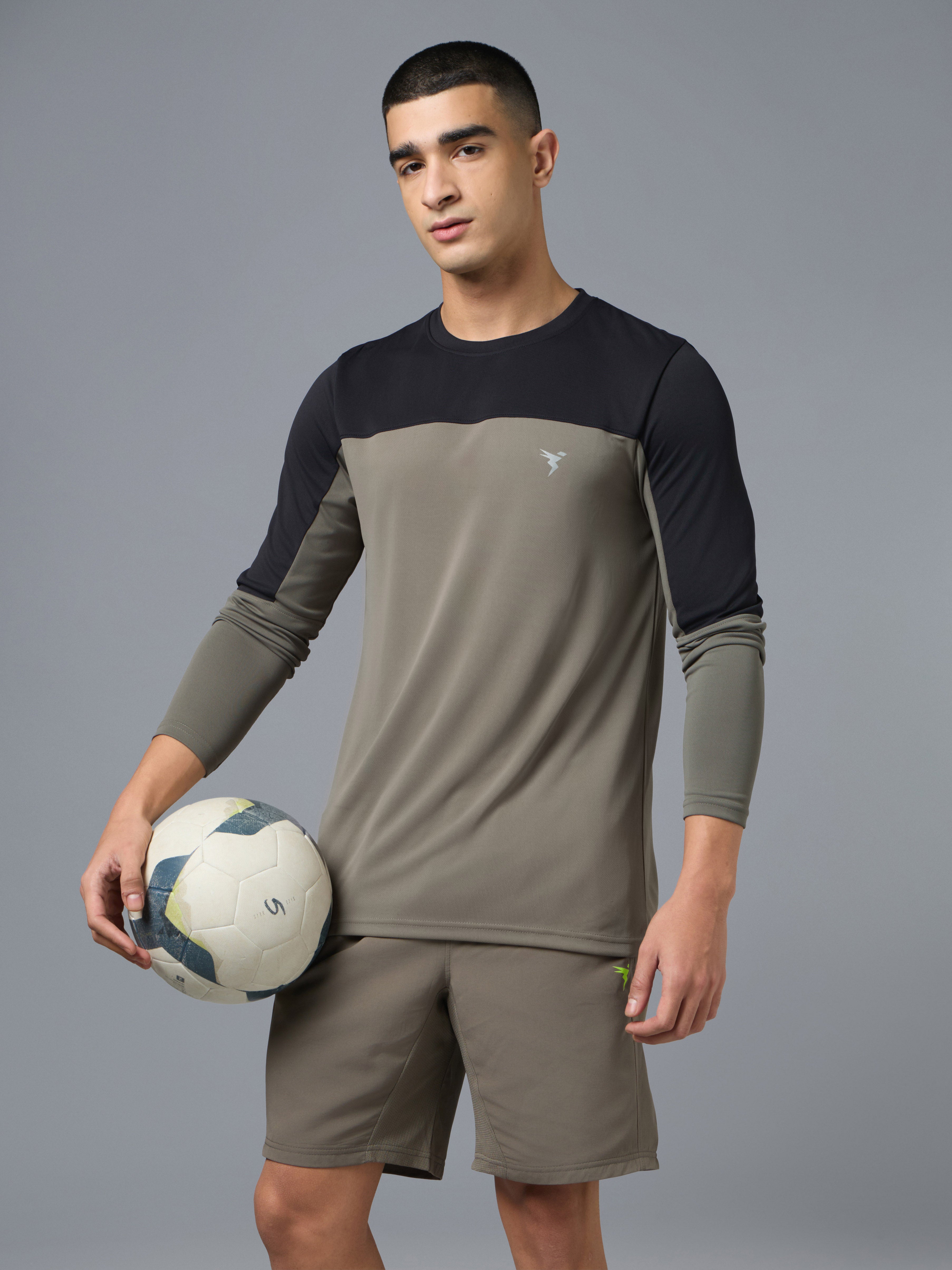 Men Colorblock Slim Fit Crew Neck T-shirt with TECHNO COOL+