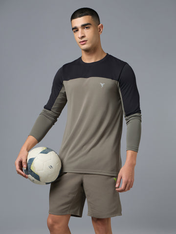 Men Colorblock Slim Fit Crew Neck T-shirt with TECHNO COOL+
