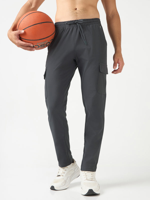 Men Solid Relax Fit Cargo Trackpants with DURACOOL+