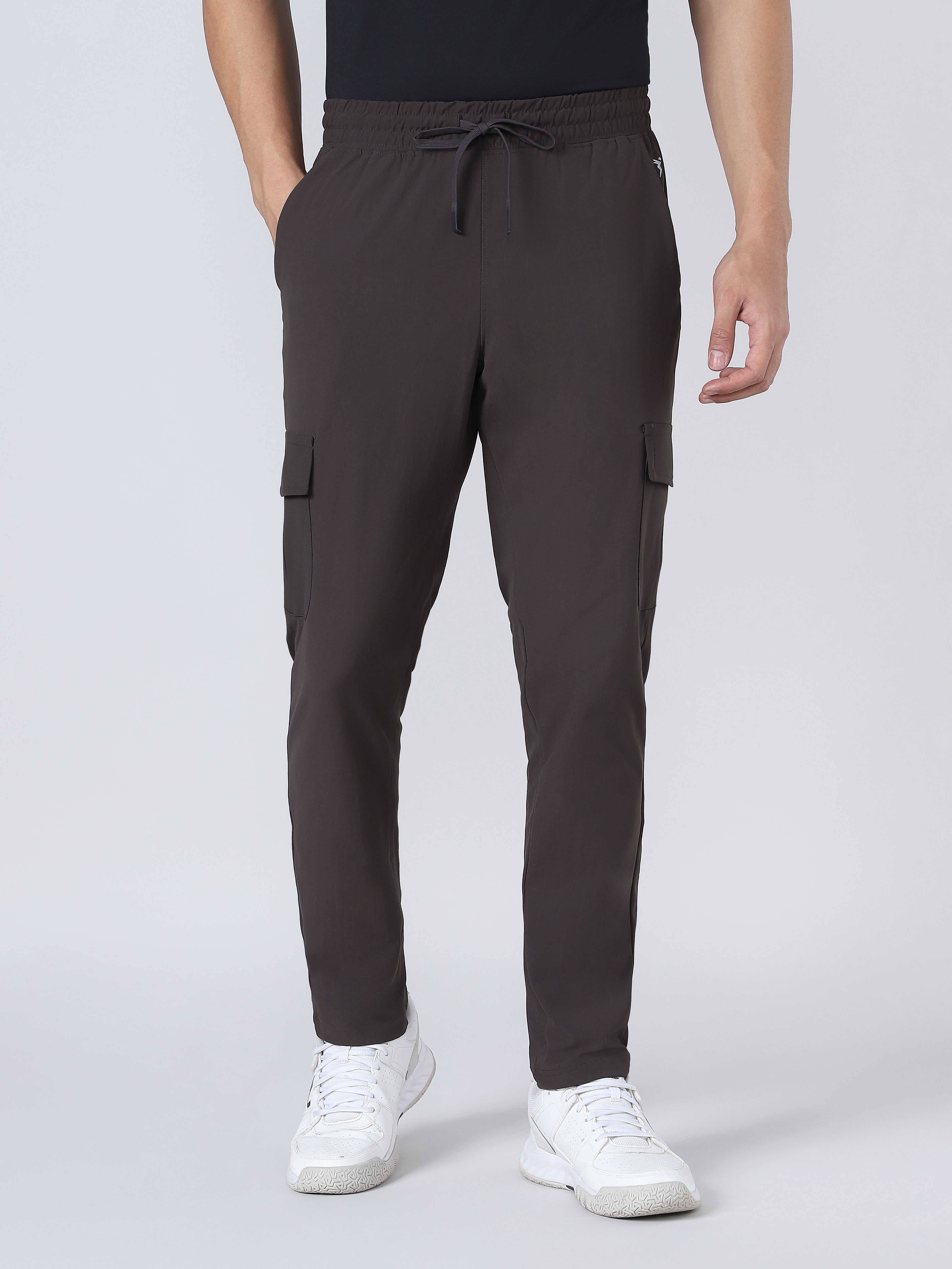 Men Solid Relax Fit Cargo Trackpants with DURACOOL+