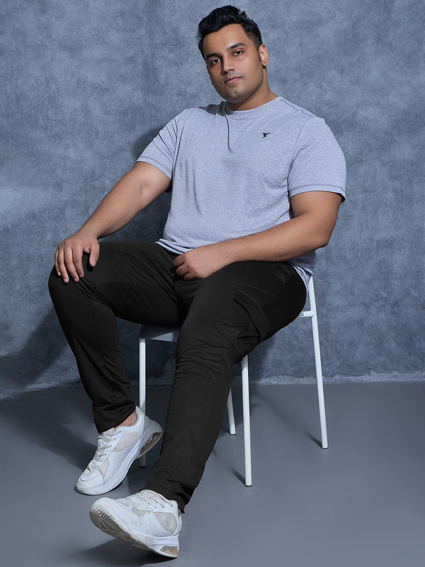 Men Plus Size Solid Relax Fit Cargo Trackpants with DURACOOL+