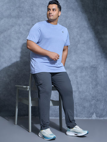 Men Plus Size Solid Relax Fit Cargo Trackpants with DURACOOL+