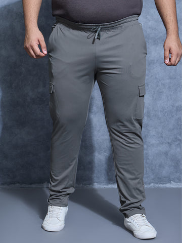 Men Plus Size Solid Relax Fit Cargo Trackpants with DURACOOL+