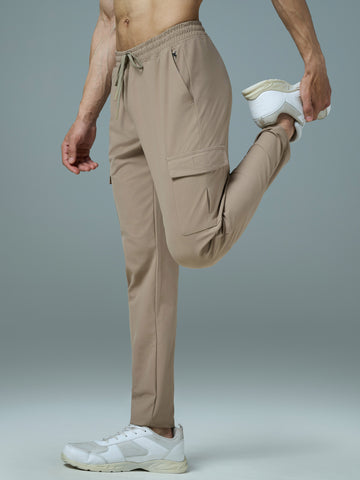 Men Solid Relax Fit Cargo Trackpants with DURACOOL+