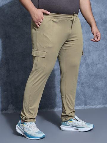 Men Plus Size Solid Relax Fit Cargo Trackpants with DURACOOL+
