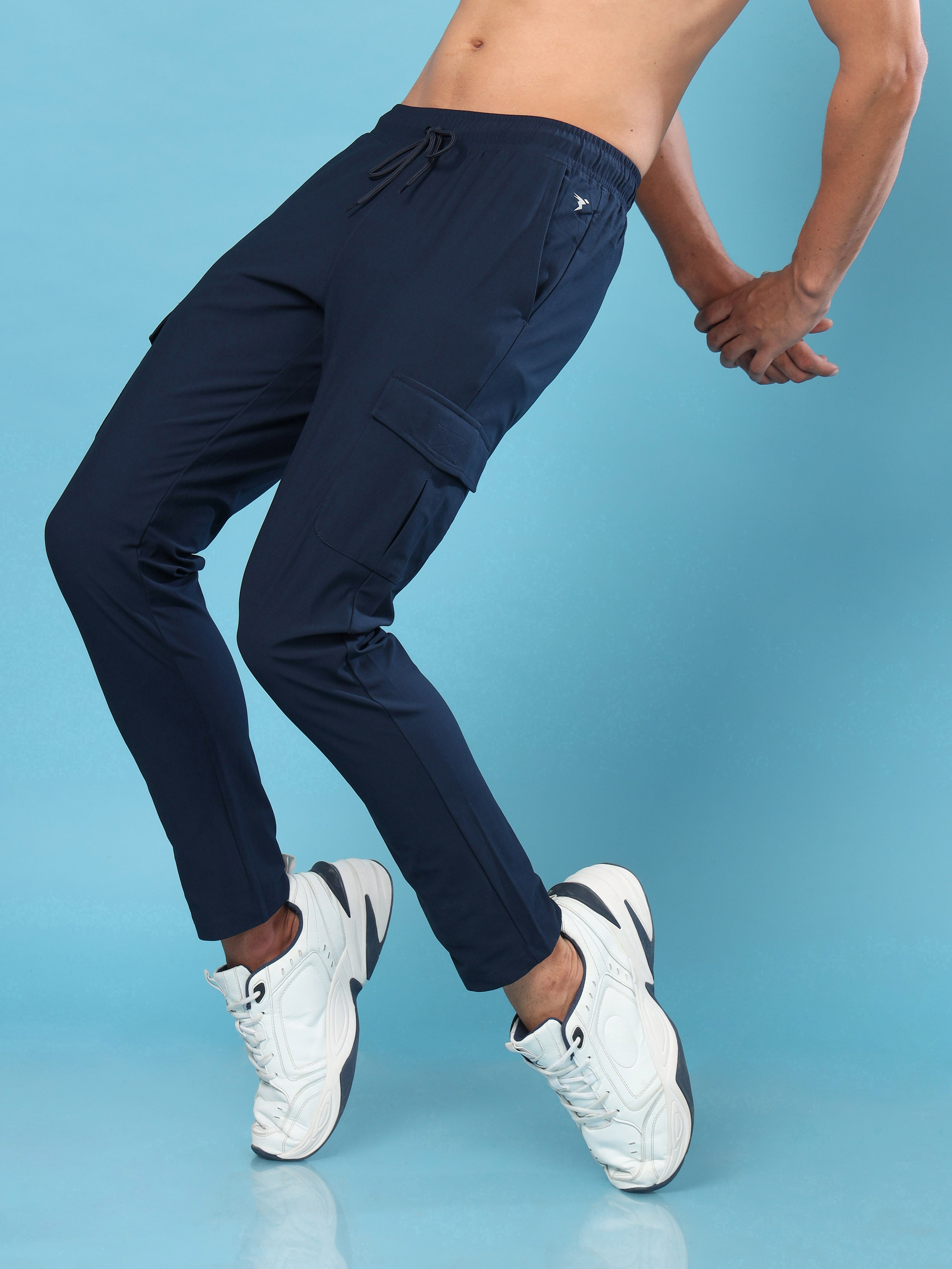 Men Solid Relax Fit Cargo Trackpants with DURACOOL+
