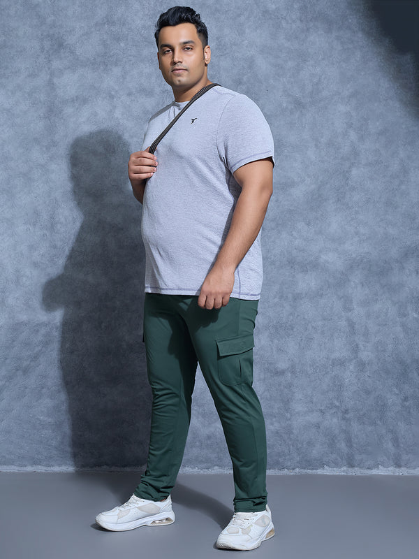 Men Plus Size Solid Relax Fit Cargo Trackpants with DURACOOL+