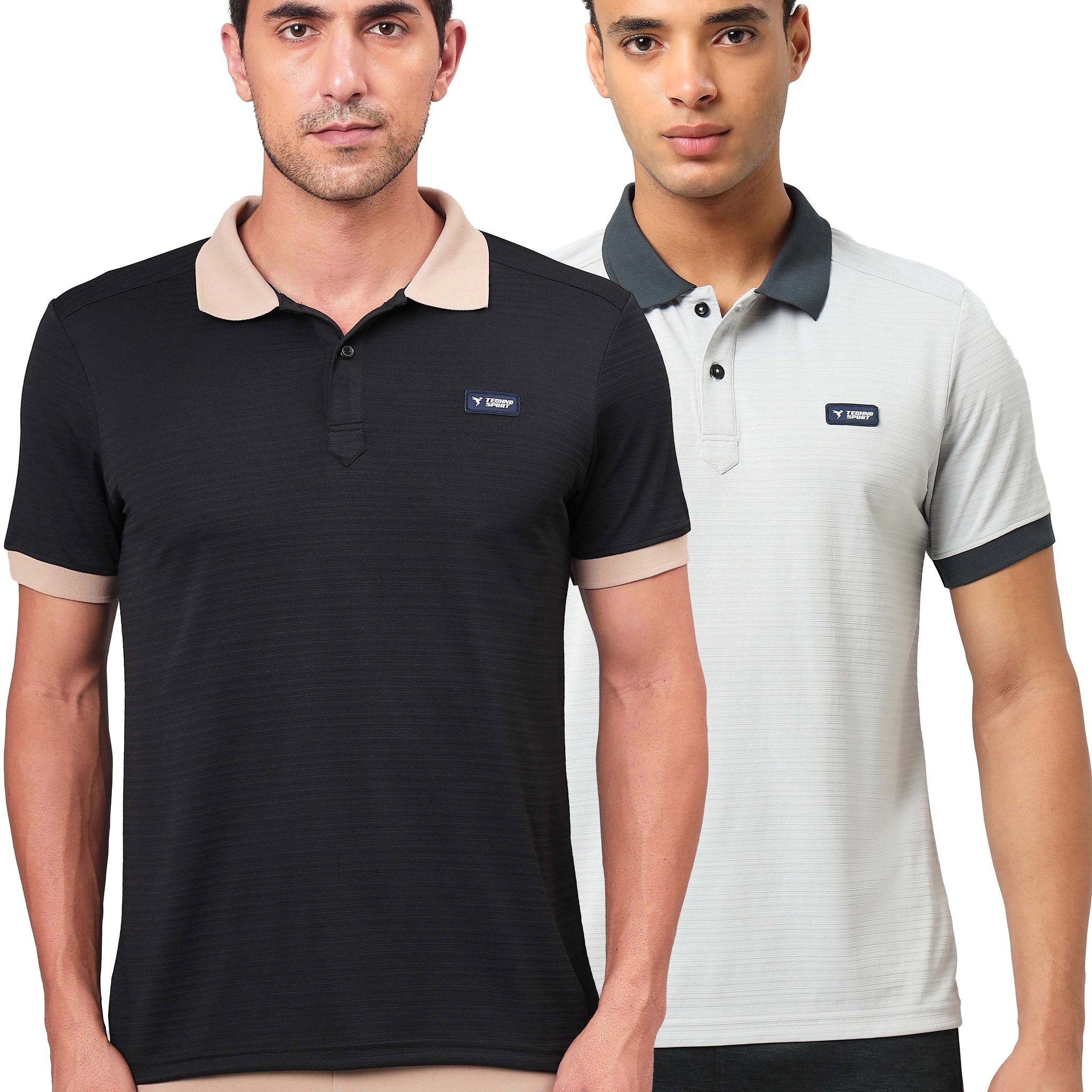 Men Solid Slim Fit Polo Sports T-shirt with MATPIQ (Pack of 2)