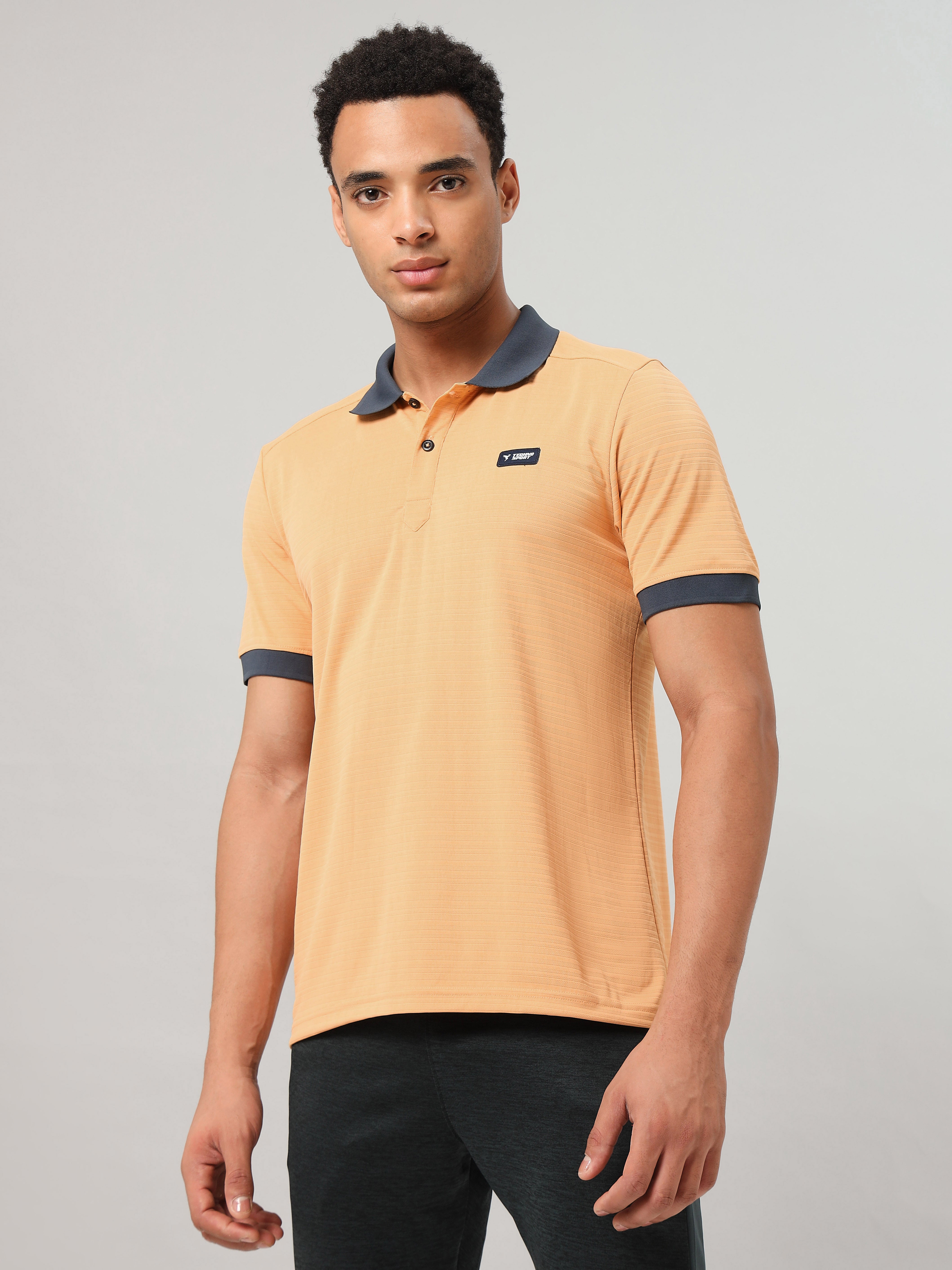 Men Solid Slim Fit Polo Sports T-shirt with MATPIQ