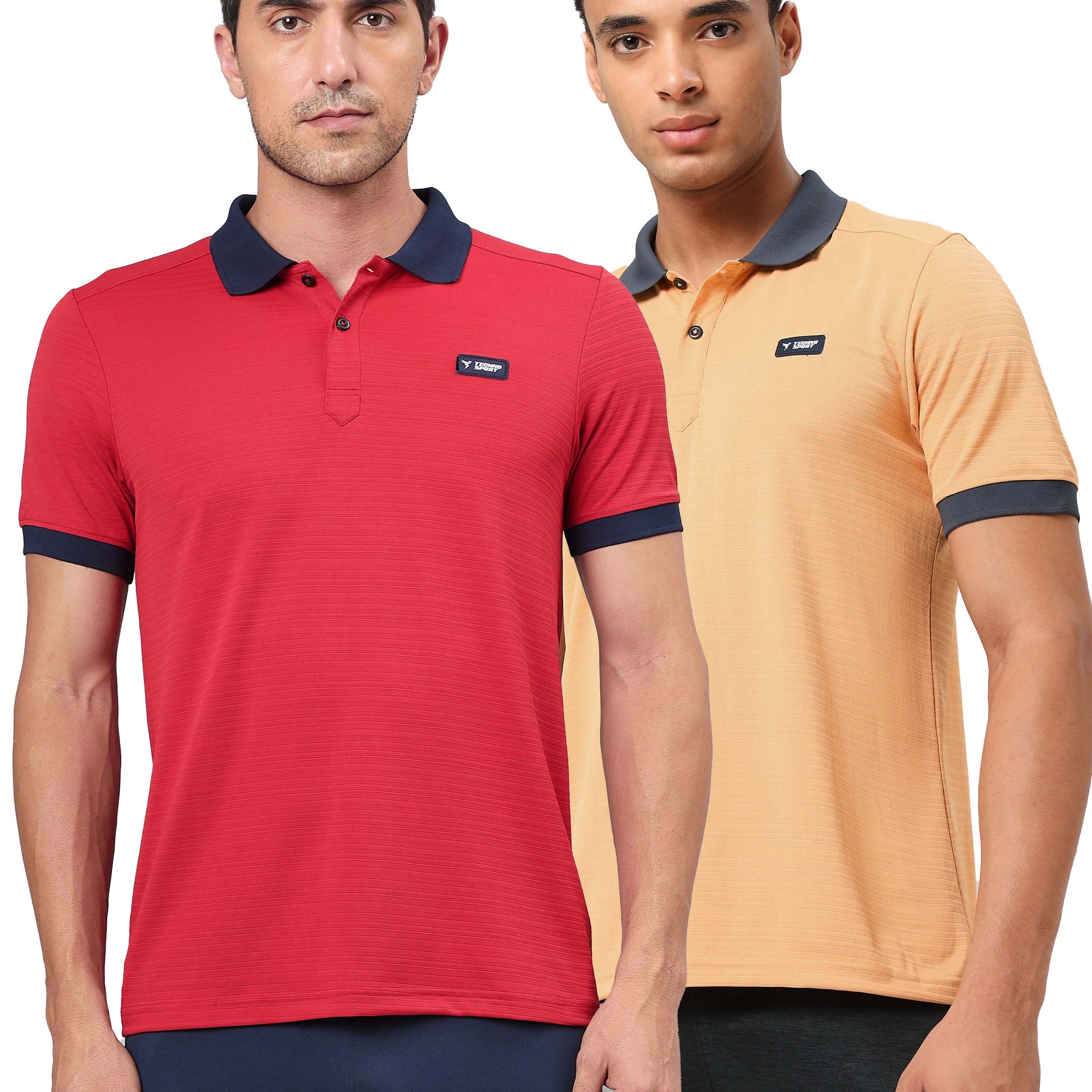 Men Solid Slim Fit Polo Sports T-shirt with MATPIQ (Pack of 2)